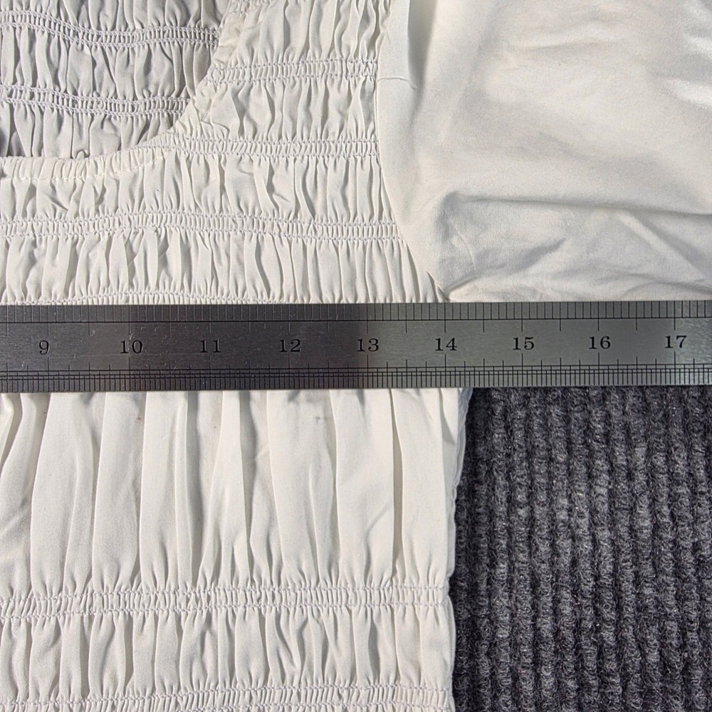 Topshop White Smocked Puff Sleeve Maxi Dress Cotton Square Neck NWT Size 4 - Picture 5 of 6